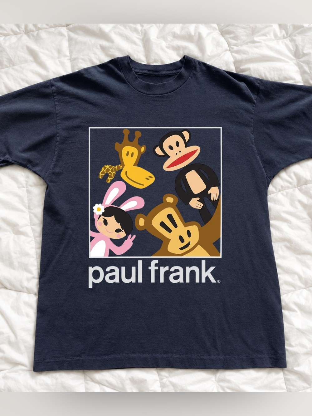 Gildan Black Paul Frank Graphic Tee with Multicolor Cartoon Print